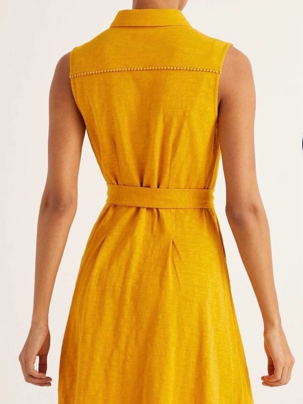 Boden Rhoda Trim Jersey Mustard Yellow Midi Dress - Picture 2 of 10